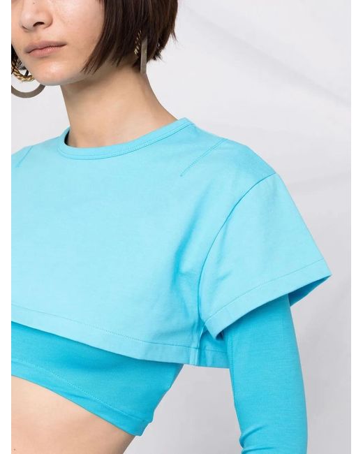 Jacquemus Light Blue Le Double Cropped Layered T-shirt