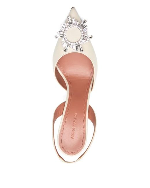 AMINA MUADDI Pink 95Mm Begum Crystal-Embellished Slingback Pumps