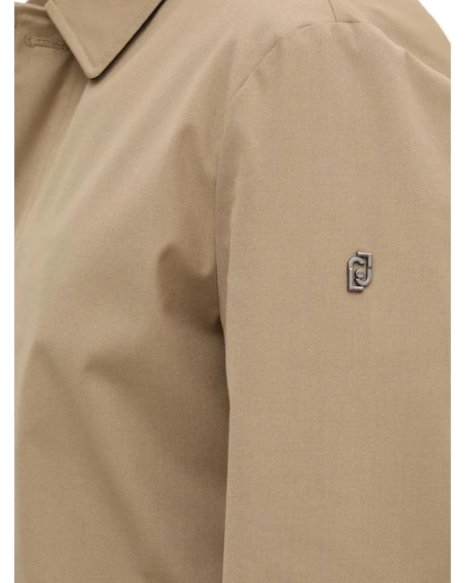 Liu Jo Natural Logo-Plaque Buttoned Coat for men