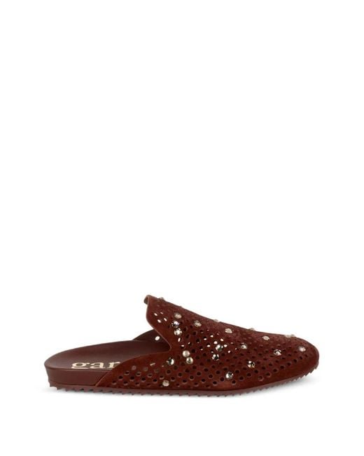 Pedro Garcia Brown Pierced Studded Mules
