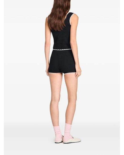 Sandro Black Elasticated-Waist Shorts