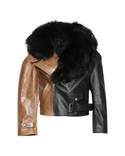 Marni Black Fur Collar Croc Effect Jacket for men
