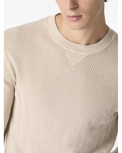 Missoni White Herringbone-Pattern Crew-Neck Sweater for men