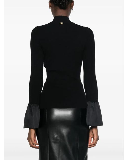 Twinset Black Roll-Neck Ribbed Sweater