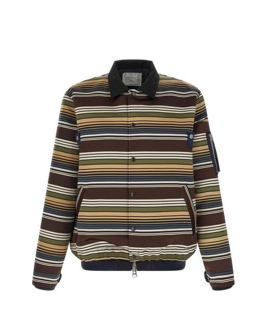 Sacai Black Striped Bomber Jacket for men