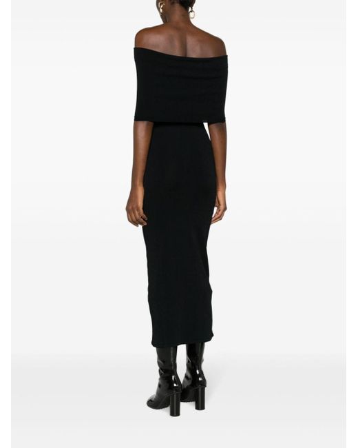 Wardrobe NYC Black Off-shoulder Ribbed Dress