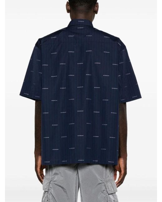 Chemise en coton à logo imprimé Givenchy pour homme en coloris Blue