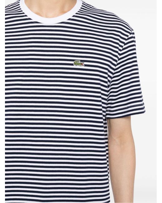 Lacoste Blue Striped Cotton T-shirt for men
