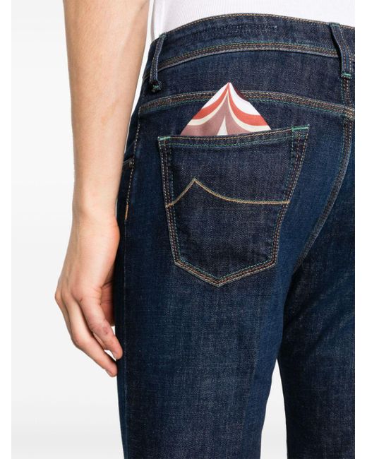 Jacob Cohen Jeans Met Geborduurd Logo in het Blue voor heren