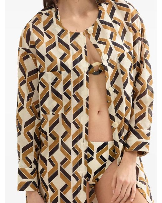 Chemise Imprimée À Patch Logo Eres en coloris White