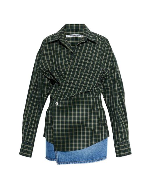 Alexander Wang Pre-Styled Katoenen Mini-Wikkeljurk in het Green