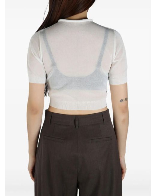 Amomento Semi-sheer Top White