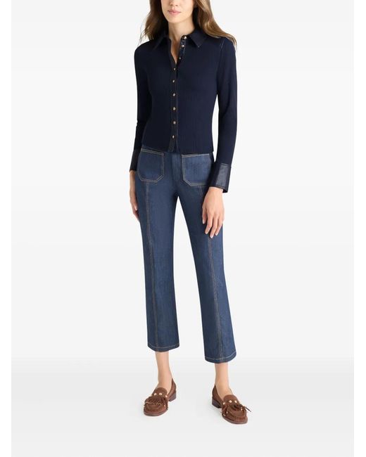 Cinq À Sept Blue Magali Collared Buttoned Top