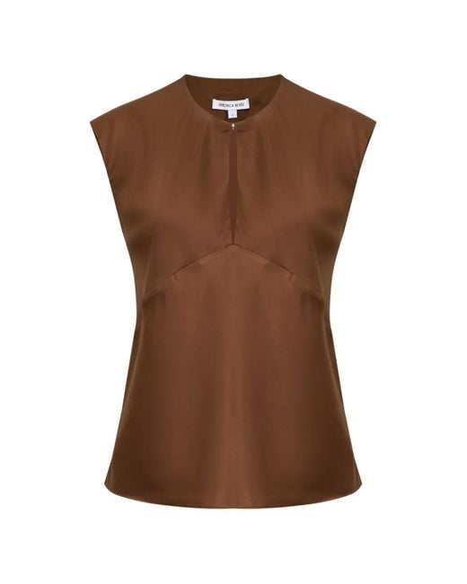 Veronica Beard Brown Sparrow V-Neck Blouse