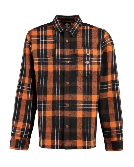 メンズ Dickies チェック シャツ Orange