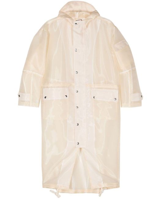 Plan C Natural Hooded Semi-sheer Raincoat