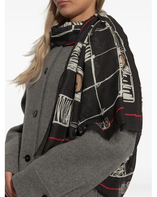 Moschino Black Schal Mit Teddy-Print