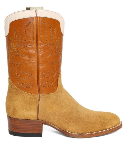 Nick Fouquet Brown Amarillio Block-Heel Embroidered Boots for men