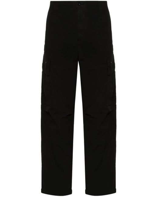 C P Company Black Lens-detail Cotton Cargo Pants for men