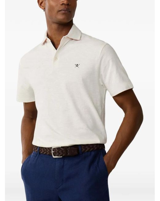 Hackett White Embroidered-Logo Short-Sleeve Polo Shirt for men