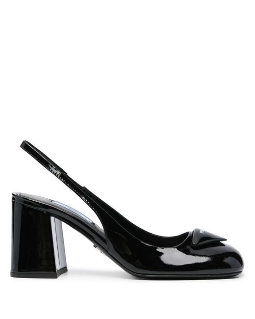 Prada Lakleren Slingbacks Pumps in het Zwart | Lyst NL
