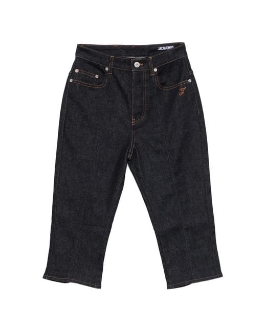 Jacquemus Blue Capri Jeans Camel Stitching