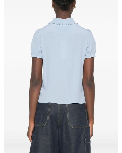 N°21 Blue Ruffled-Trim Blouse