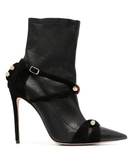 HARDOT Black Pointed Leather Ankle Boots