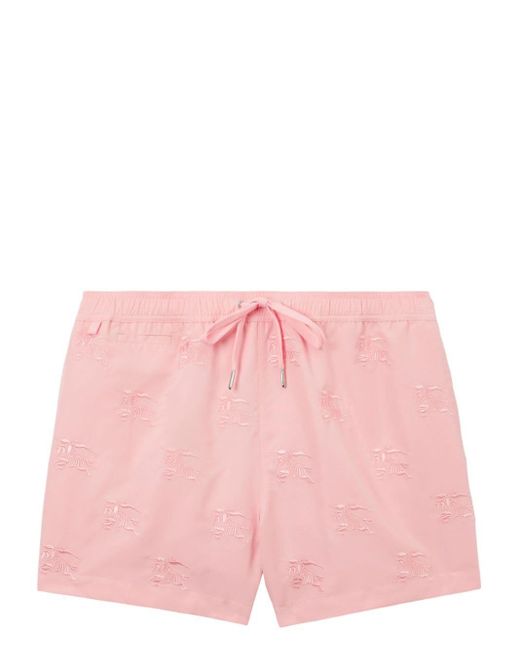 Burberry Pink Ekd Motif-embroidered Swim Shorts for men