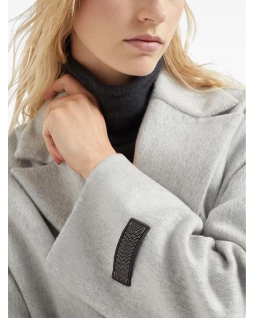 Brunello Cucinelli Gray Cashmere Double-Breasted Coat
