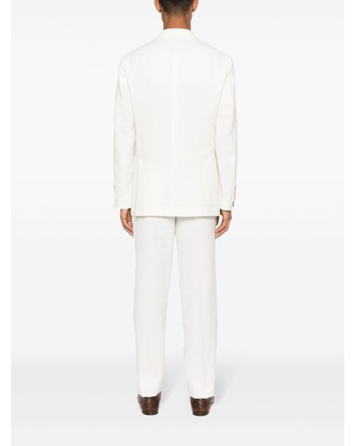 Brunello Cucinelli Doppelreihiger Anzug aus Leinen in White für Herren