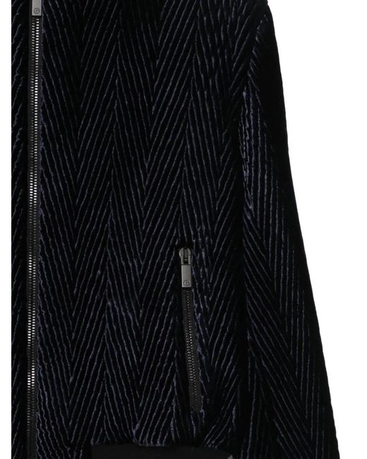 Giorgio Armani Black Herringbone-Pattern Hooded Jacket for men