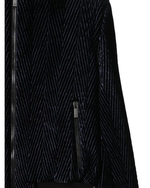 Giorgio Armani Black Herringbone-Pattern Hooded Jacket for men