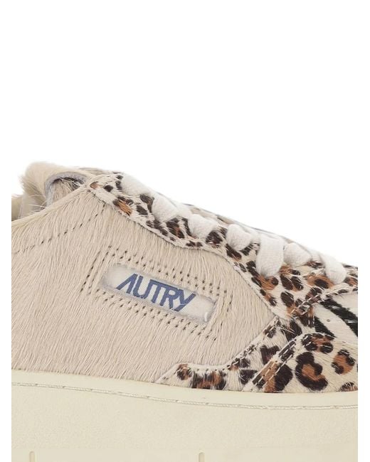 Autry Natural Medalist Low Leopard-Print Lace-Up Sneakers