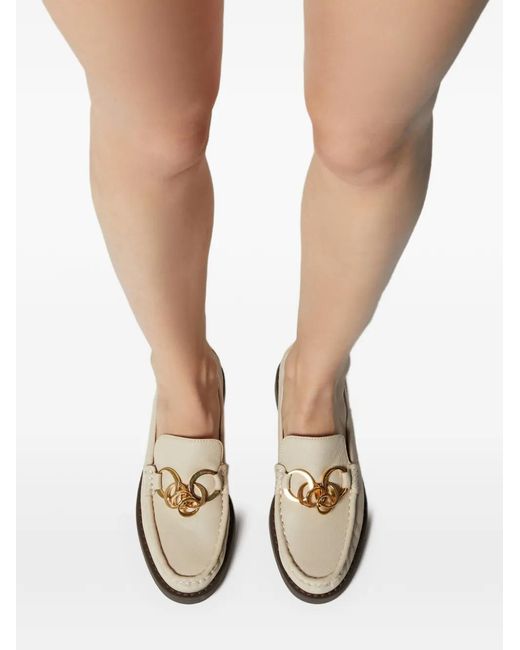 Odissi White Jane Leather Loafers