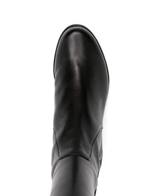 Stuart Weitzman Black Leather Thigh-High Boots