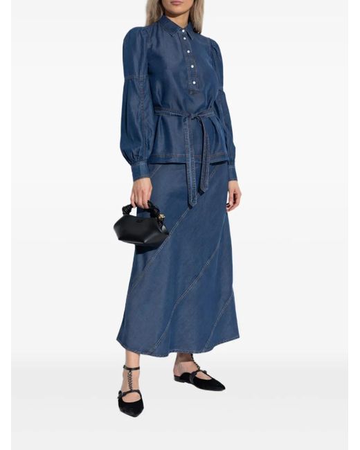 Munthe Blue Denim Belted Blouse