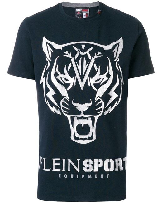 Philipp plein Tiger Motif T-shirt in Blue for Men | Lyst