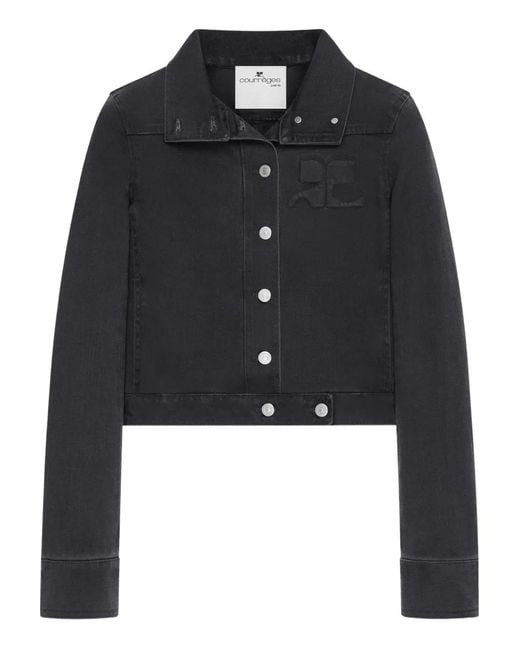 Courreges Reedition Button Denim Jack in het Black