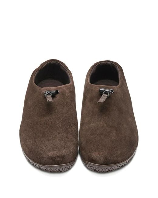 Suicoke Brown Leather Slip-On Sneakers