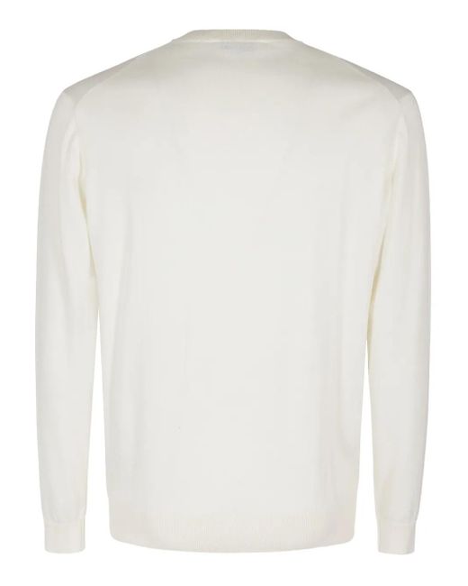 FILIPPO DE LAURENTIIS White Crew-Neck Fine-Knit Sweater for men