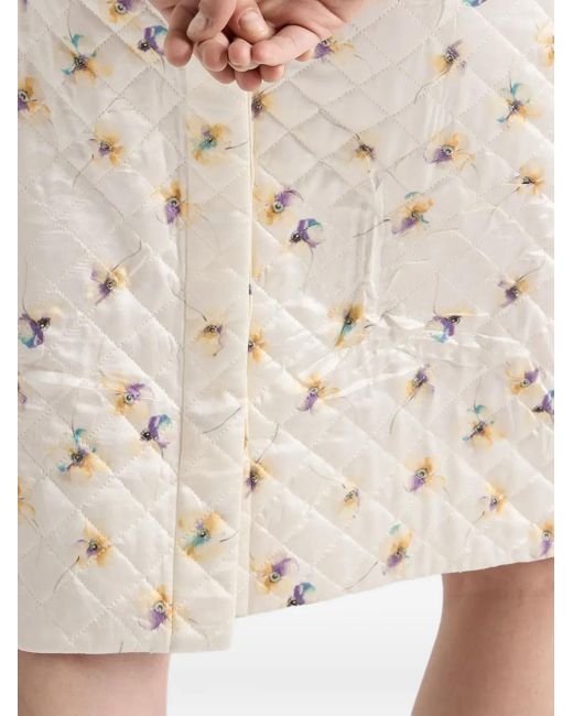 Prada Natural Floral Quilted Short Skirt