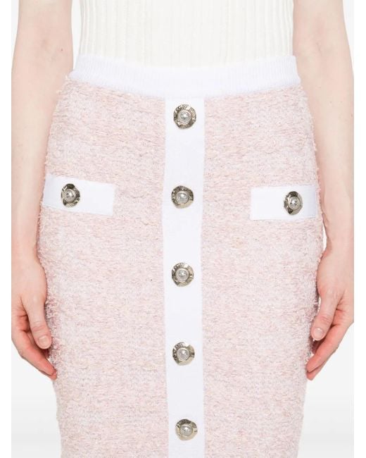 Balmain ツイード ペンシルスカート Pink