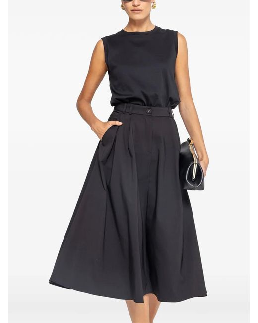 Nissa Blue High-Waisted Cotton Midi Skirt