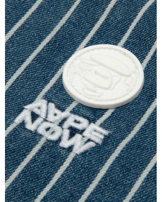 Aape By A Bathing Ape Blue Striped Button Shirt for men