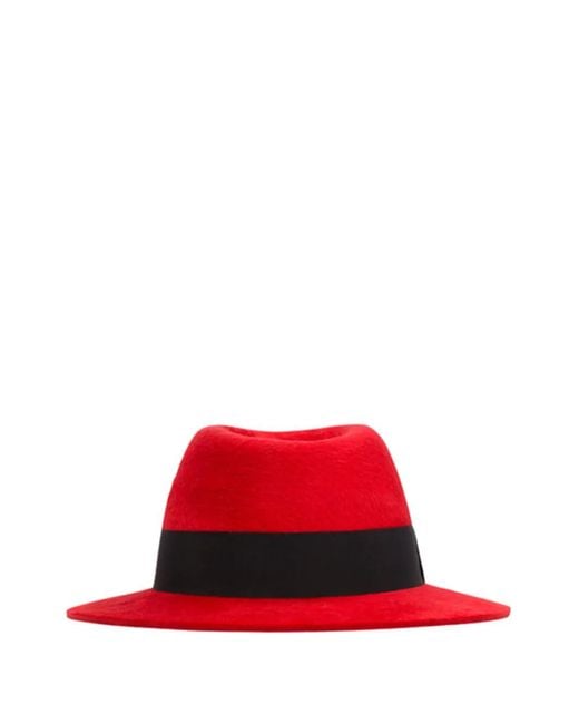 Sombrero fedora de lana Saint Laurent de hombre de color Red