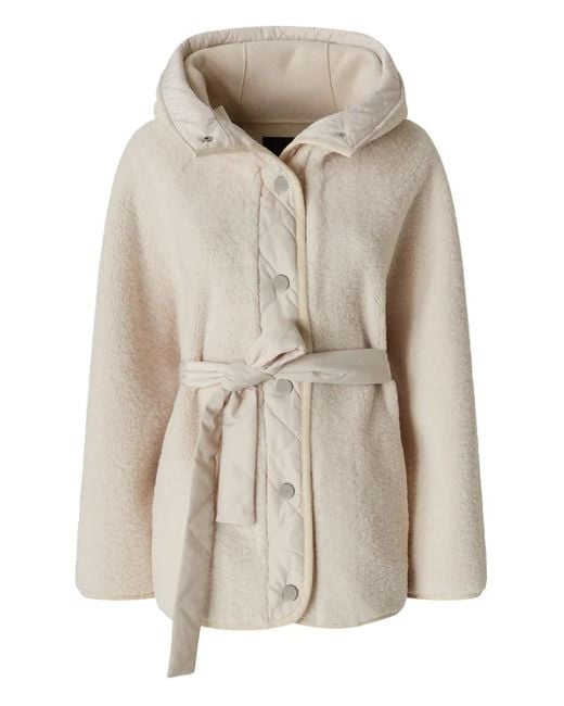 Pinko White Hooded Belted Jacket