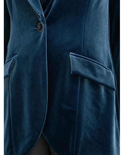 Joseph Ribkoff Blue Velvet Single-Breasted Blazer