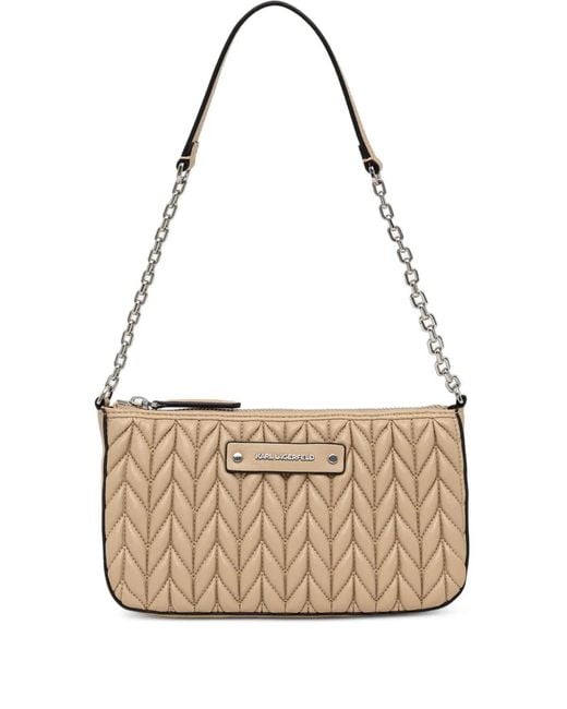 Karl Lagerfeld White Quilted Chain Shoulder Bag