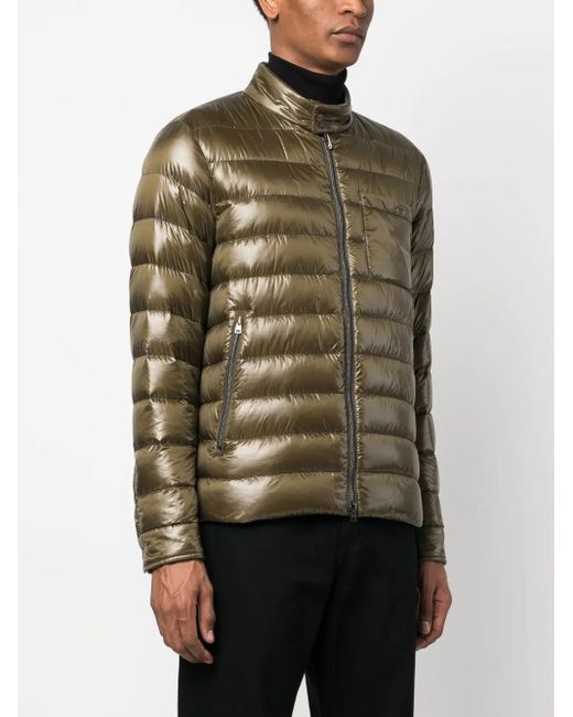 Herno Green Quilted Zip-Up Padded Jacket for men